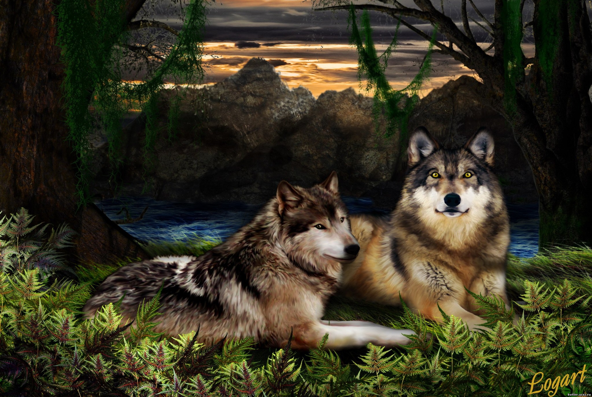 Волчица с волчатами